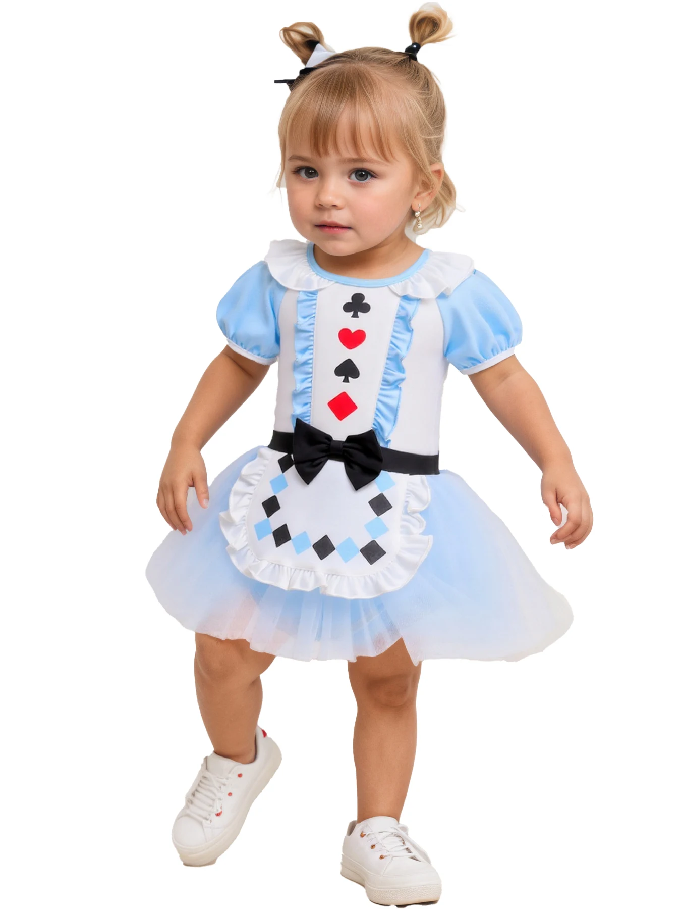 Infant Girls' Dress Set featuring Puff Sleeve Card Prints Ruffled Trim, Black Bow Belt Tulle Skirt Headband Included Summer
Infant Girls' Dress Set featuring Puff Sleeve Card Prints Ruffled Trim, Black Bow Belt Tulle Skirt Headband Included Summer