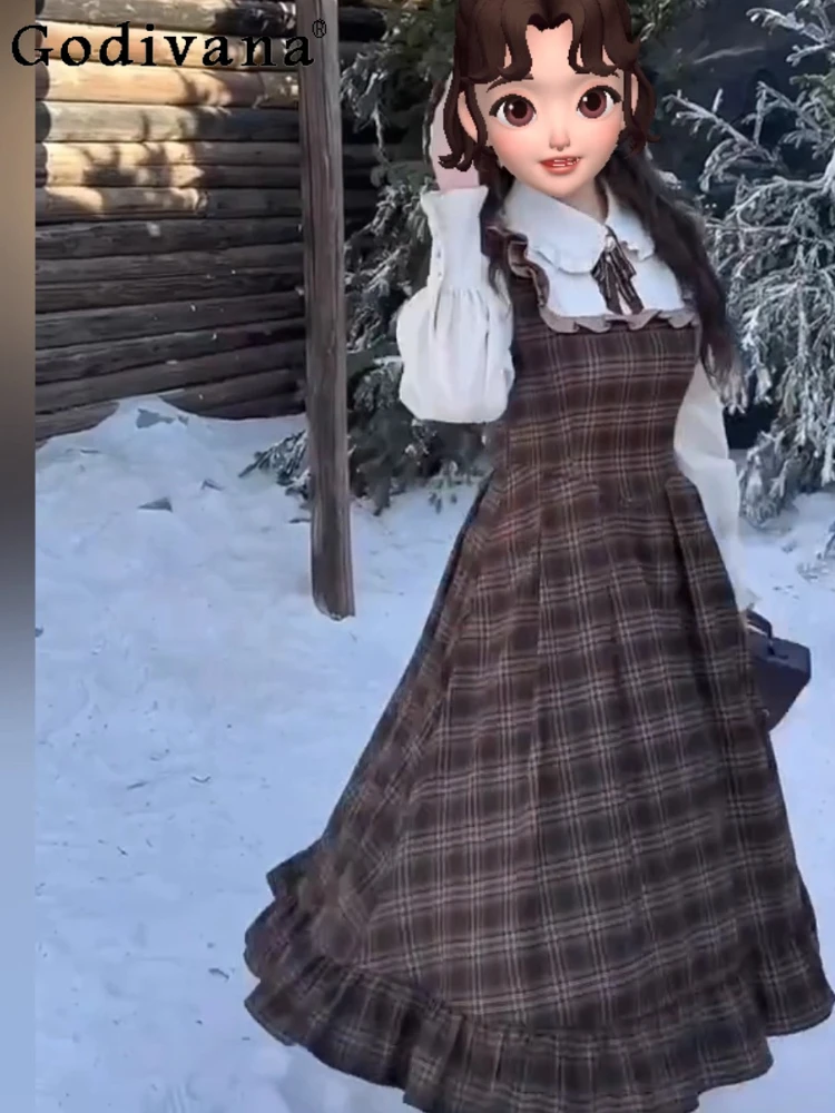Large Size Japanese Retro Plaid Sweet Peter Pan Collar Long Sleeve Dress Girls Autumn Winter Age-reducing High Waist Dresses
Large Size Japanese Retro Plaid Sweet Peter Pan Collar Long Sleeve Dress Girls Autumn Winter Age-reducing High Waist Dresses