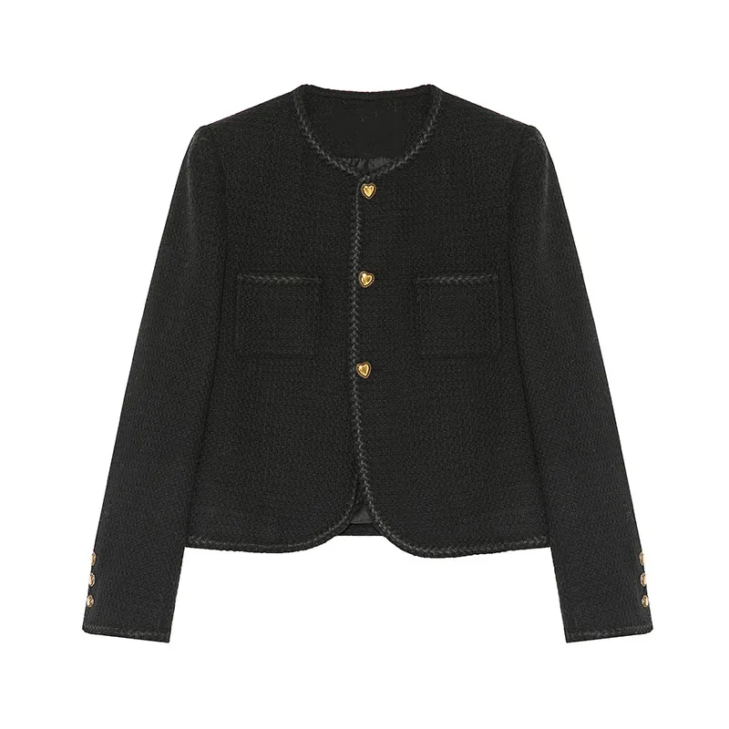 Small Fragrance Tweed Love Button Jacket Women's Autumn New Temperament Slim Short Top s457
Small Fragrance Tweed Love Button Jacket Women's Autumn New Temperament Slim Short Top s457