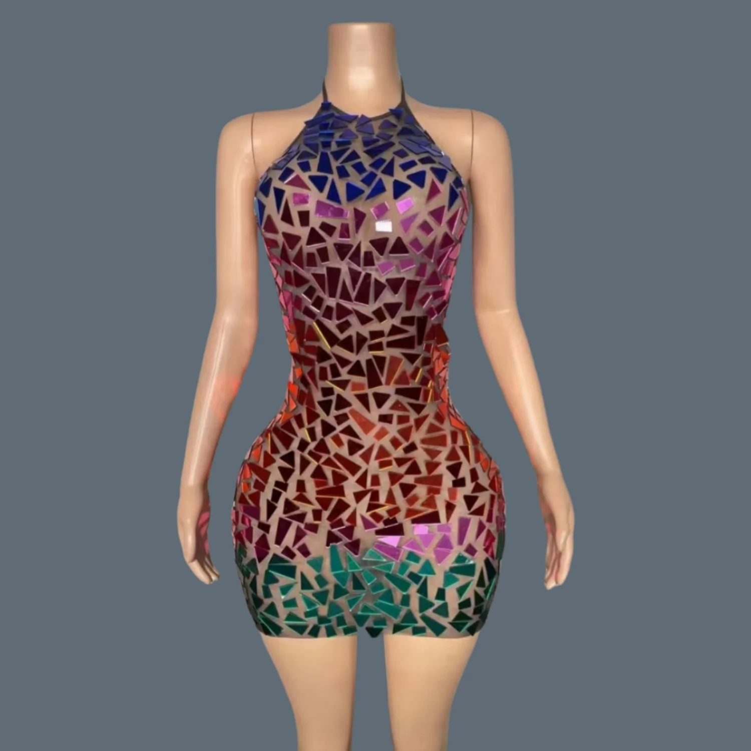 Sexy Colorful SequinSshort Dress Bar Hot Girl Backless Hanging Neck Strap Mesh Mini Dress Nightclub Singer Stage Outfit Jingpian
Sexy Colorful SequinSshort Dress Bar Hot Girl Backless Hanging Neck Strap Mesh Mini Dress Nightclub Singer Stage Outfit Jingpian