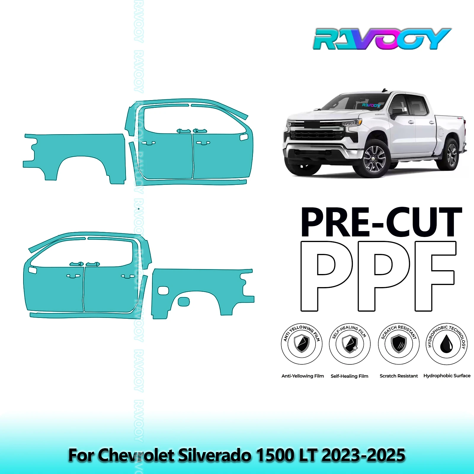 For Chevrolet Silverado 1500 LT 2023-2025 8.5mil Clear Matte Pre-Cut PPF Door & A/B Pillar Kit TPU Paint Protection Film Set
For Chevrolet Silverado 1500 LT 2023-2025 8.5mil Clear Matte Pre-Cut PPF Door & A/B Pillar Kit TPU Paint Protection Film Set