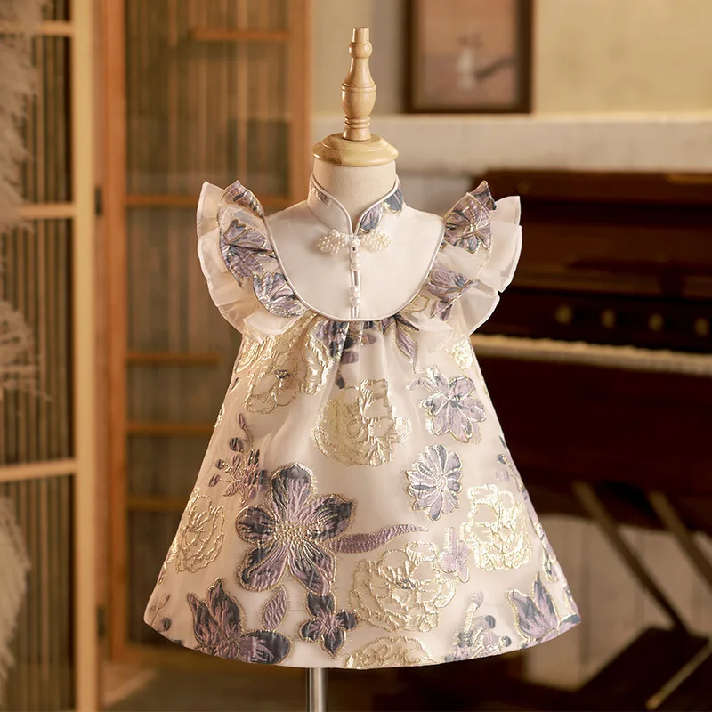 Girls New Chinese Style Floral Party Dress Summer Short Sleeve Traditional Children's Day Princess Baby Outfit for Birthday
Girls New Chinese Style Floral Party Dress Summer Short Sleeve Traditional Children's Day Princess Baby Outfit for Birthday