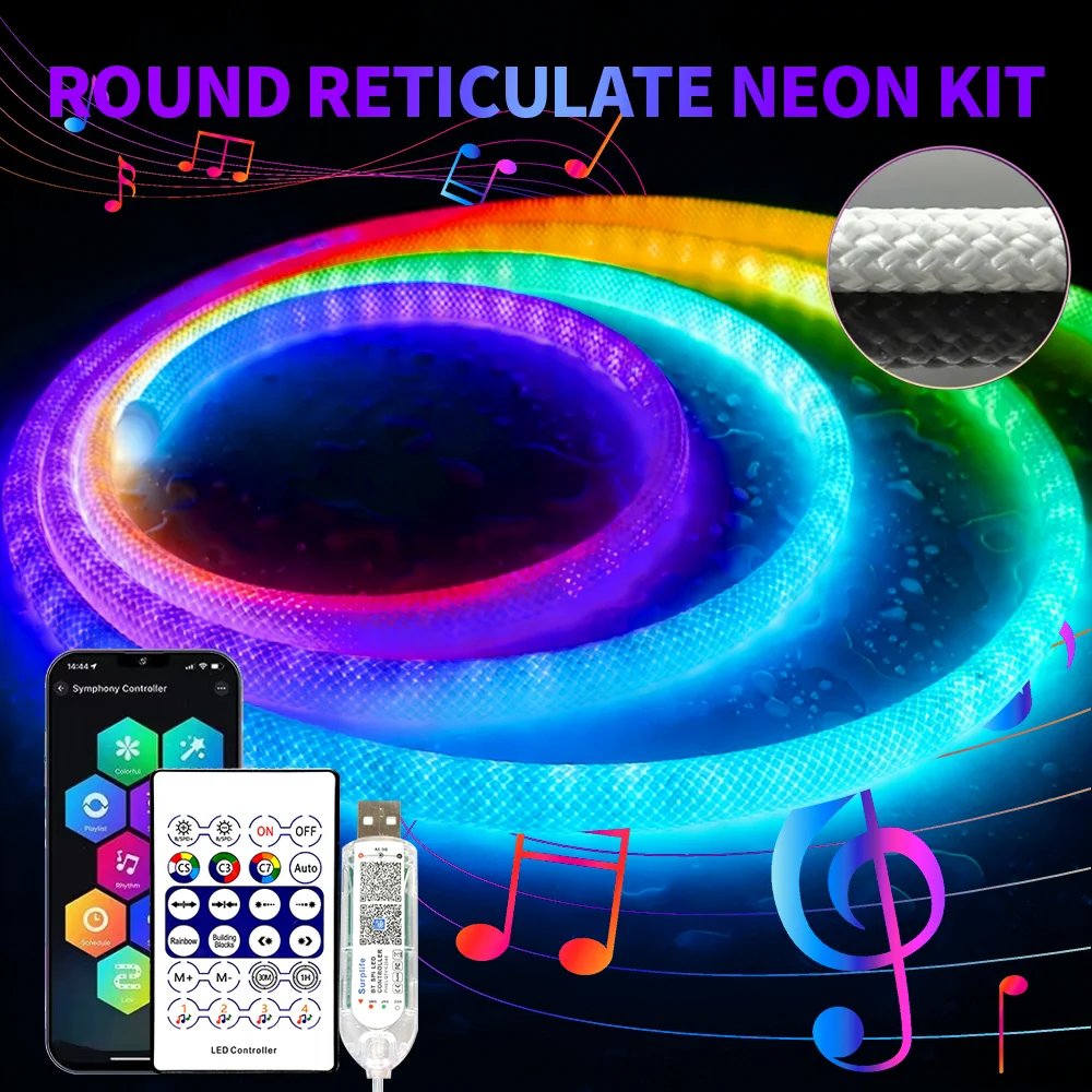 WS2812B WS2811 DC5V 360° Smart RGB Round Reticulate Pattern Neon LED Strip Flexible Silicon Light Tape IP67 And 28Key Kit LED 5V
WS2812B WS2811 DC5V 360° Smart RGB Round Reticulate Pattern Neon LED Strip Flexible Silicon Light Tape IP67 And 28Key Kit LED 5V