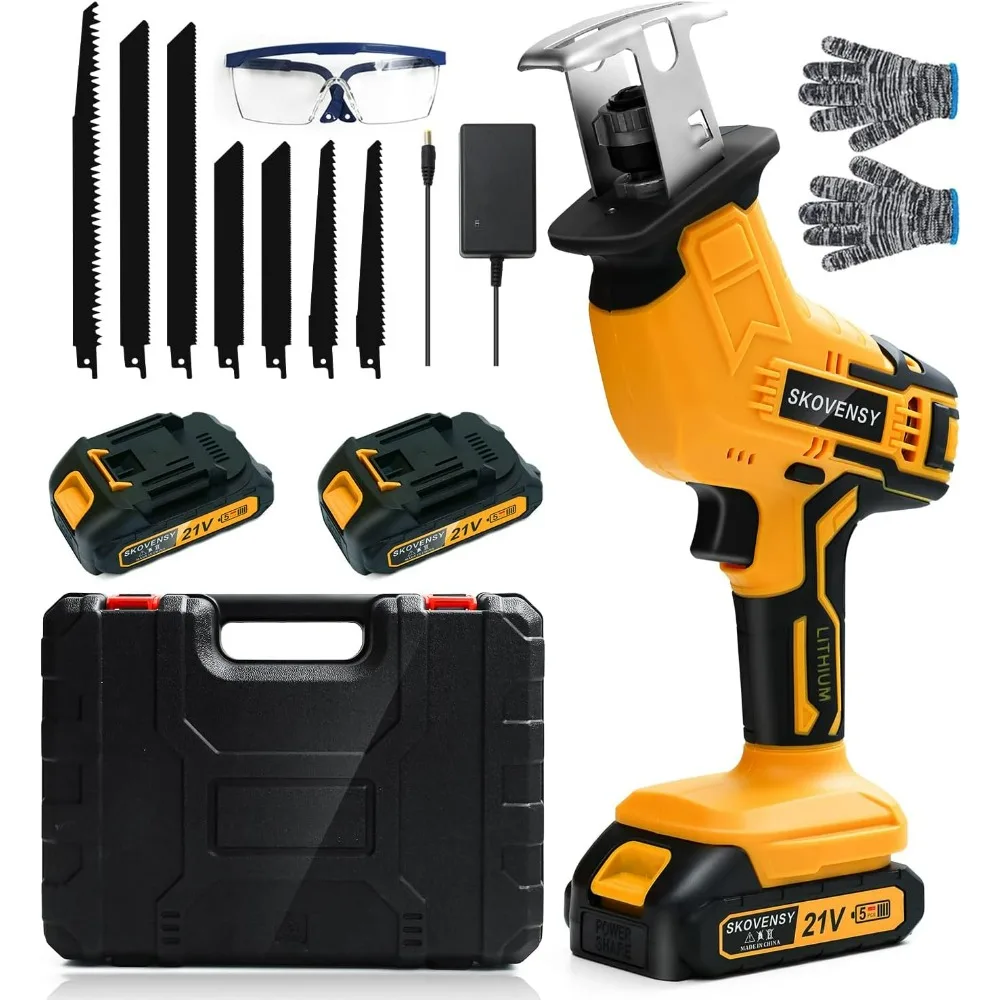 Cordless Reciprocating Saw, 2.0Ah Battery x2, Cordless Variable Speed, Blades Kit for Wood/Metal/PVC Cutting Yellow
Cordless Reciprocating Saw, 2.0Ah Battery x2, Cordless Variable Speed, Blades Kit for Wood/Metal/PVC Cutting Yellow