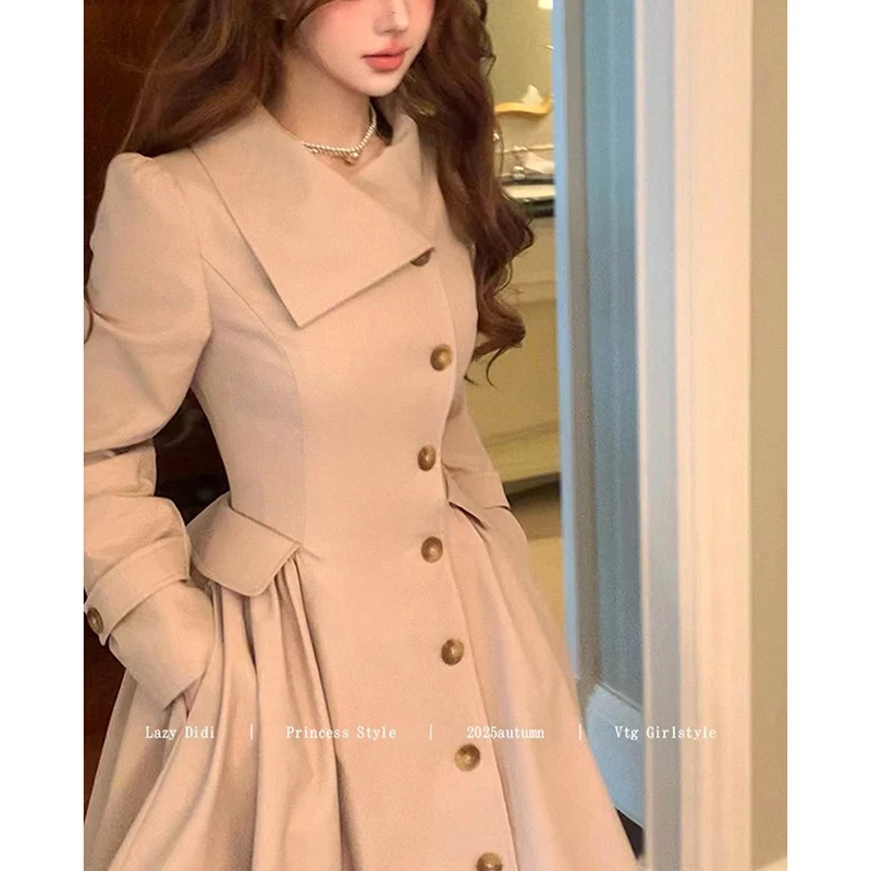 Women Korean Long Trench Coat Waist Defining Single Breasted Elegant Jacket Long Sleeve Spring Fall Pleated Draped Outwear
Women Korean Long Trench Coat Waist Defining Single Breasted Elegant Jacket Long Sleeve Spring Fall Pleated Draped Outwear