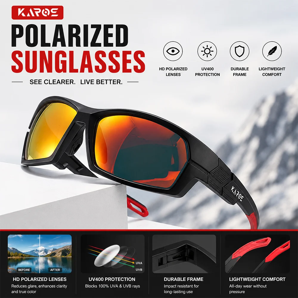 KAROS Outdoor Polarized Sunglasses for Men Women UV400 PC Fishing Hiking Cycling Running Climbing Sports Anti Glare Sun Glasses
KAROS Outdoor Polarized Sunglasses for Men Women UV400 PC Fishing Hiking Cycling Running Climbing Sports Anti Glare Sun Glasses