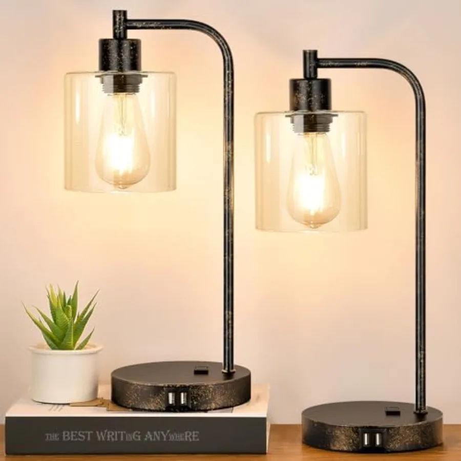 Industrial Touch Table Lamps Set of 2 - Rustic Black Bedside Lamps with 2 USB Ports and AC Outlet, 3-Way Dimmable Nightstand De
Industrial Touch Table Lamps Set of 2 - Rustic Black Bedside Lamps with 2 USB Ports and AC Outlet, 3-Way Dimmable Nightstand De