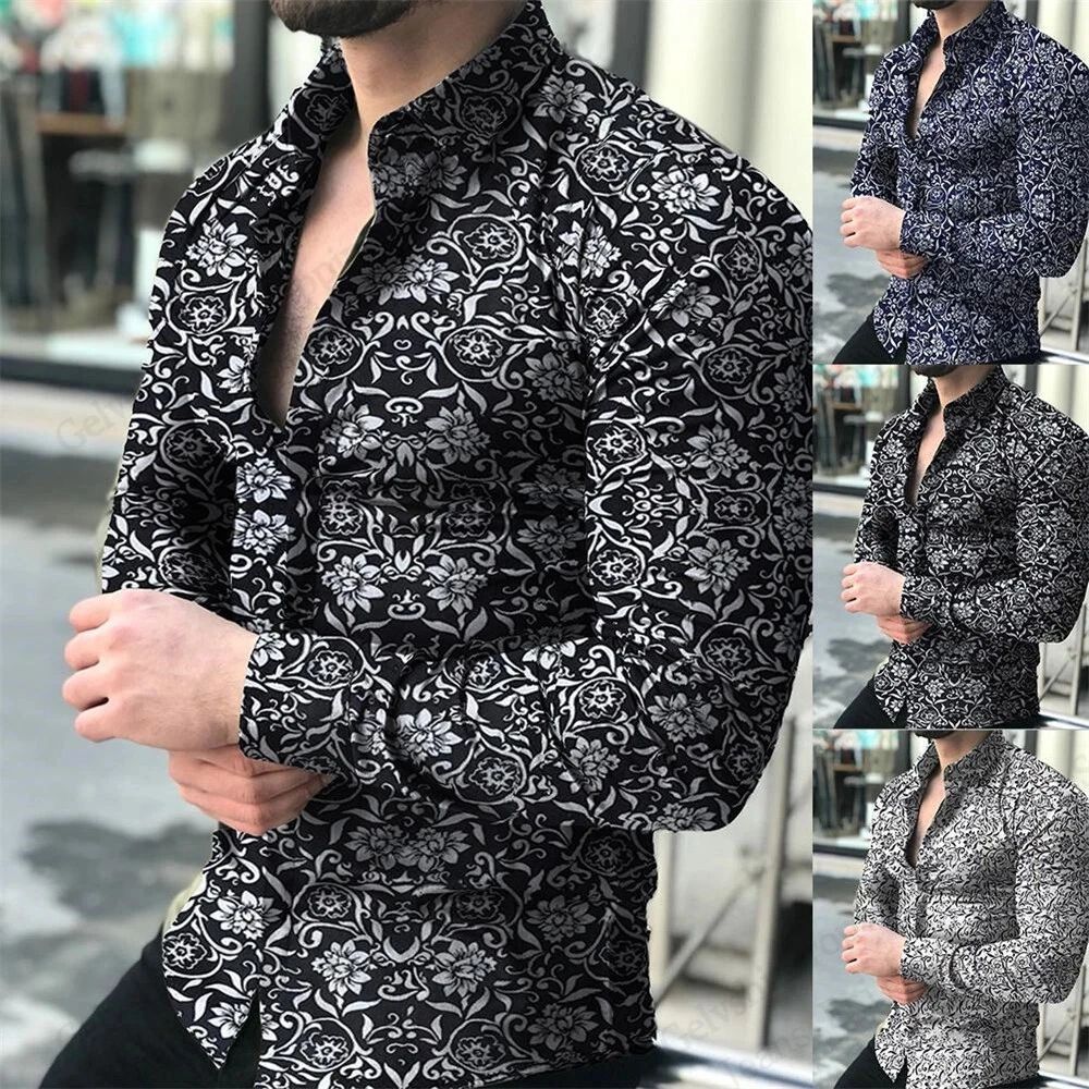Mens Long Sleeve Shirt Floral 3D Print Hawaiian Shirts Comfortable Single-breasted Social Beach Shirt Man Blouse Slim Fit Button
Mens Long Sleeve Shirt Floral 3D Print Hawaiian Shirts Comfortable Single-breasted Social Beach Shirt Man Blouse Slim Fit Button