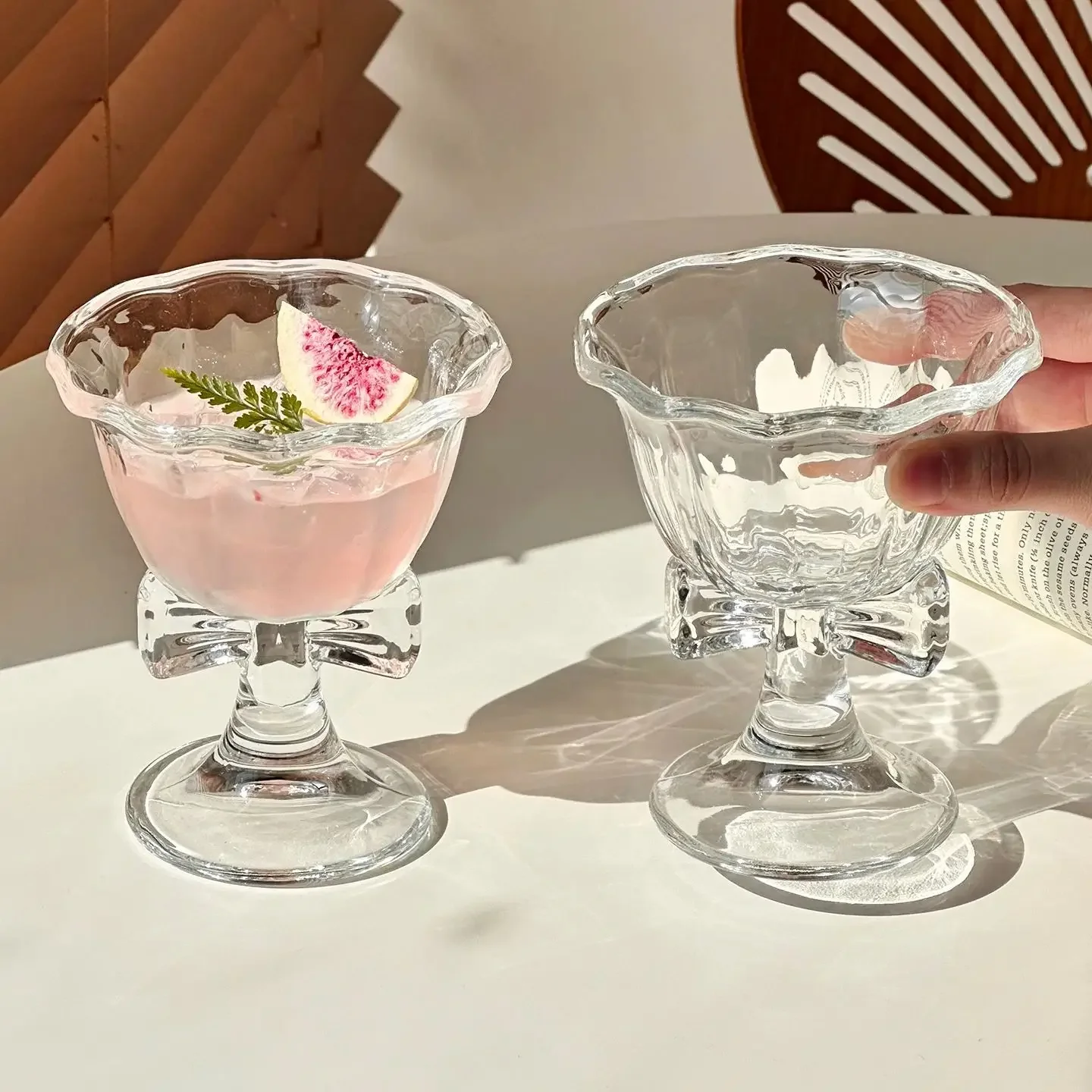 Cute Bow Handle Glass Cup Flower Shaped Wine Champagne Cocktail Glass Goblet Cup Dessert Bows
Cute Bow Handle Glass Cup Flower Shaped Wine Champagne Cocktail Glass Goblet Cup Dessert Bows