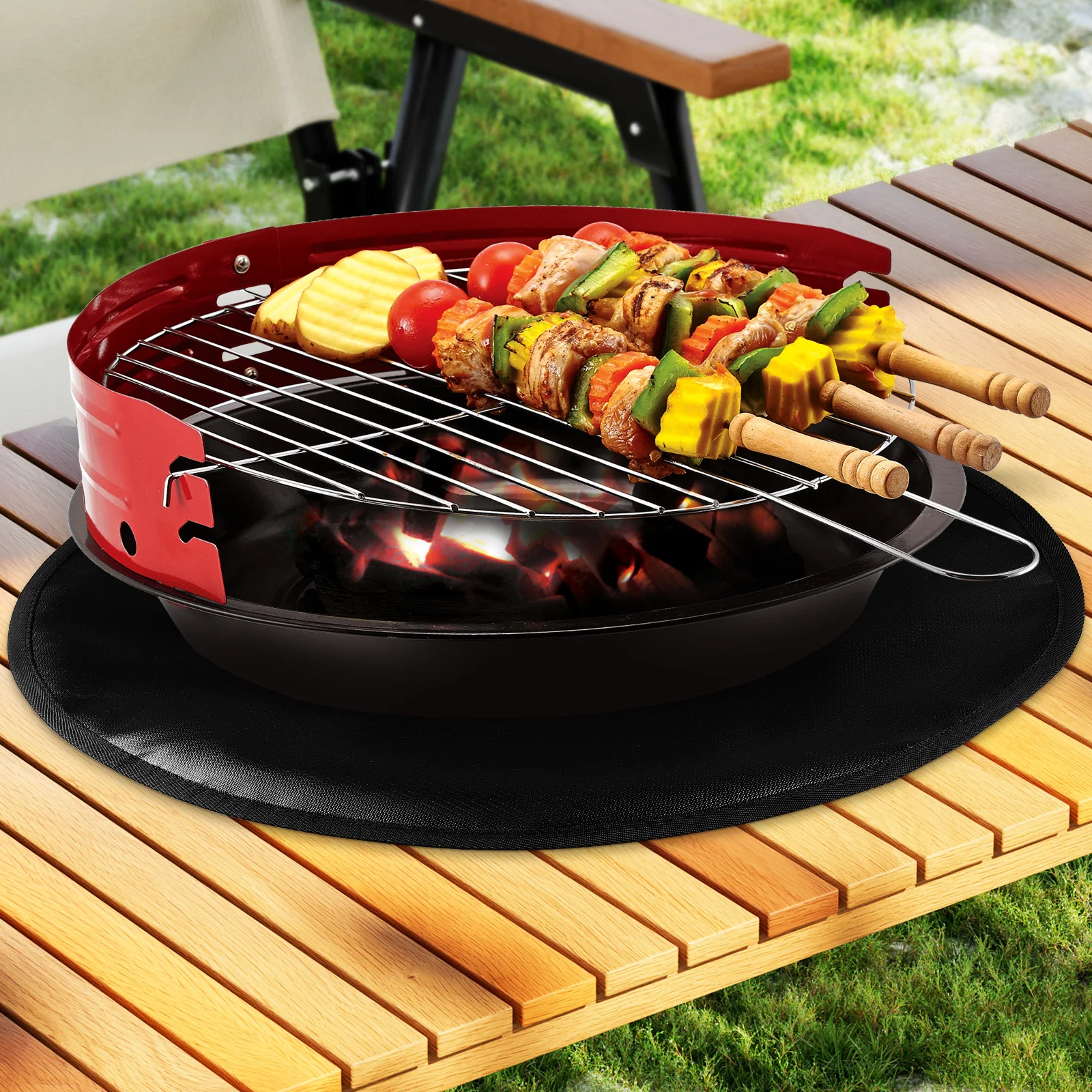 20 Inch Waterproof Fire Pit Pad Black Silicone BBQ Grill Mat Heat Resistant Non Slip Outdoor Insulation Protection Easy
20 Inch Waterproof Fire Pit Pad Black Silicone BBQ Grill Mat Heat Resistant Non Slip Outdoor Insulation Protection Easy