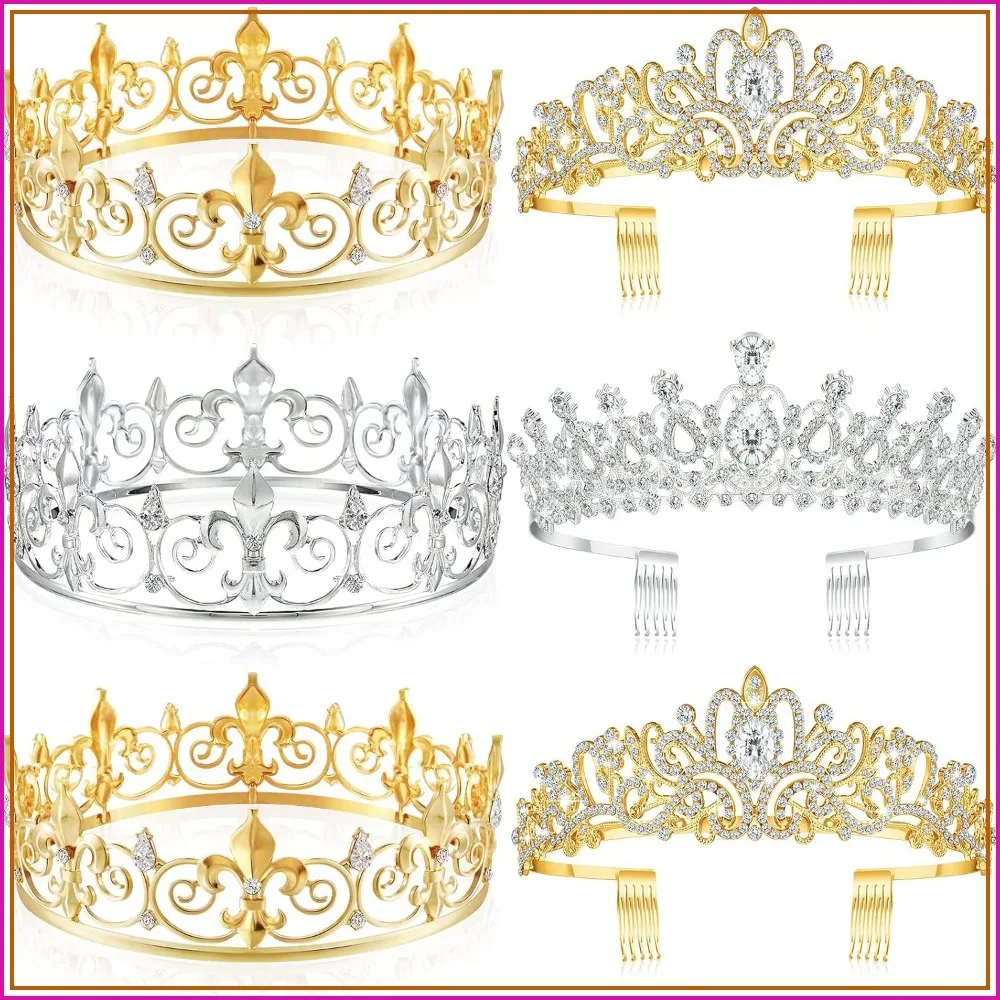 6 Pieces Baroque Crystal Tiara Crown Set King Queen Prince Princess Wedding Bridal Headpiece
6 Pieces Baroque Crystal Tiara Crown Set King Queen Prince Princess Wedding Bridal Headpiece