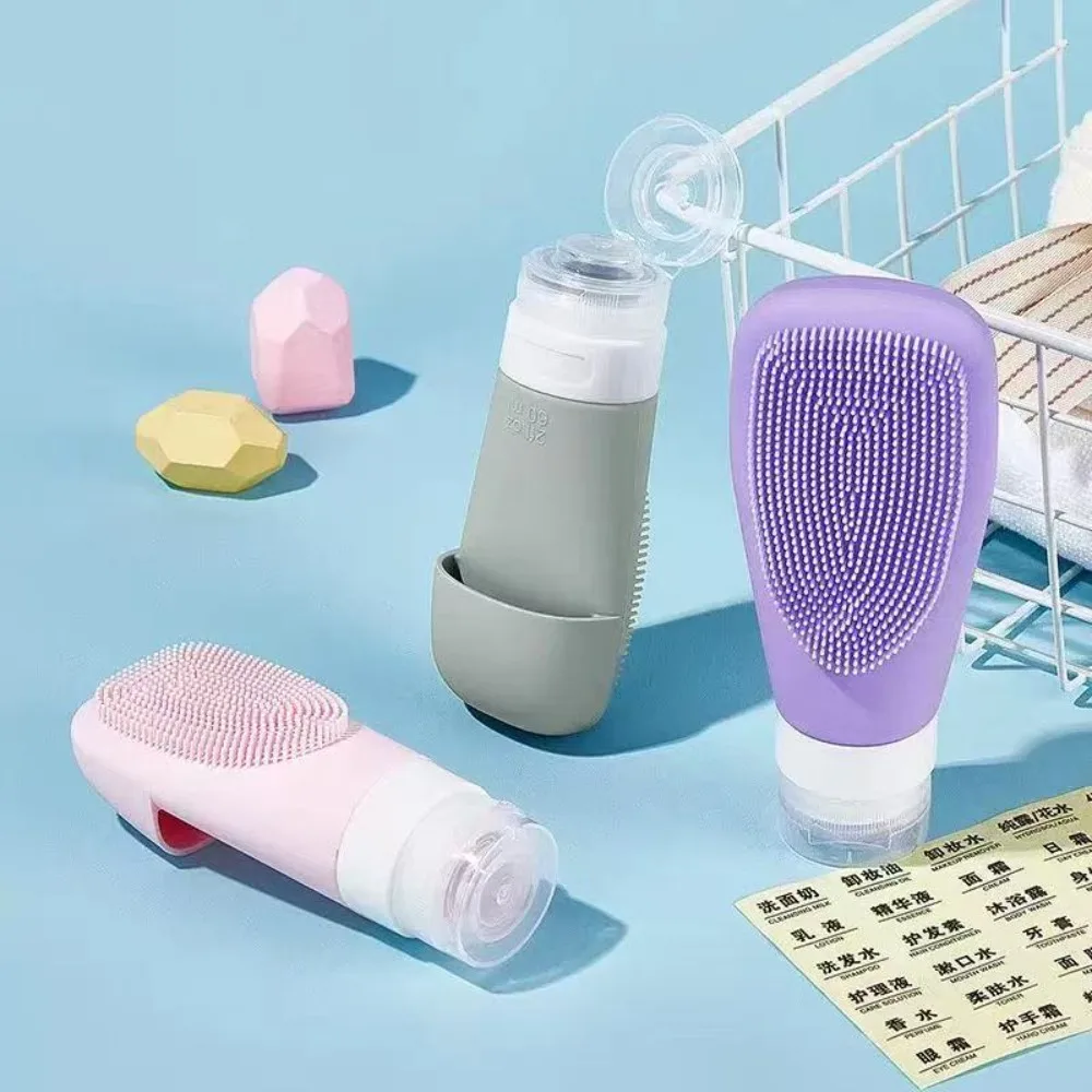 4Pcs Portable Silicone Travel Bottle with Facial Brush Cosmetic Storage Refillable Leakproof Shampoo Container Travel Essentials
4Pcs Portable Silicone Travel Bottle with Facial Brush Cosmetic Storage Refillable Leakproof Shampoo Container Travel Essentials