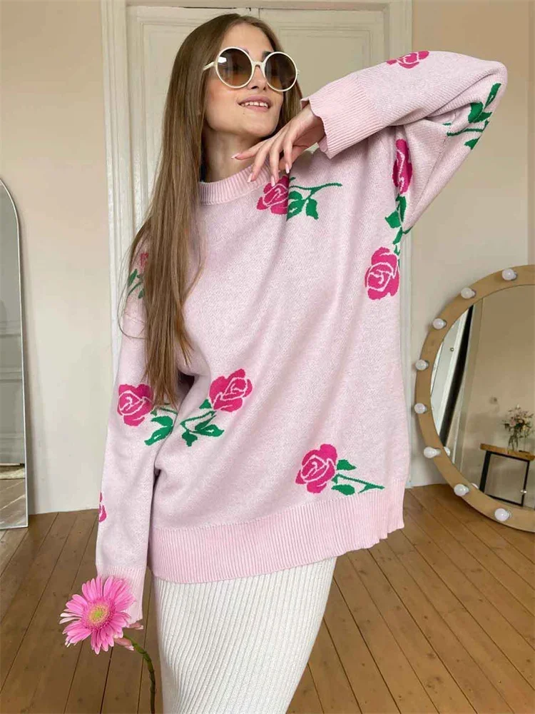 Autumn Knit Sweater Pullover Women's Printed Long Sleeve High Waist Ribbed Fashion Loose Knitwear Top Female Sweater 2024
Autumn Knit Sweater Pullover Women's Printed Long Sleeve High Waist Ribbed Fashion Loose Knitwear Top Female Sweater 2024