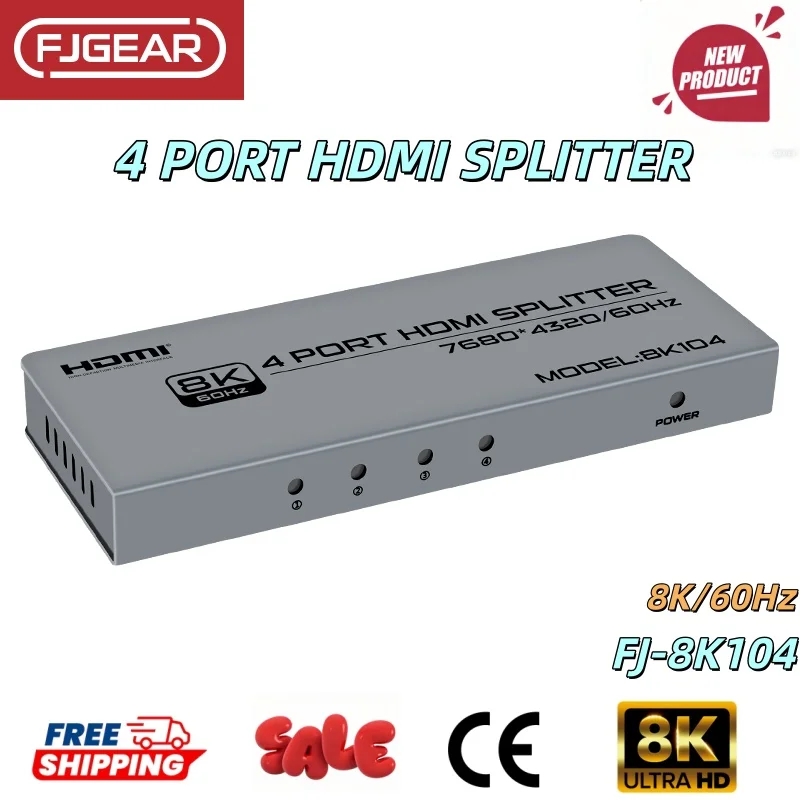 FJGEAR 8K104 4-портовый HDMI-сплиттер/удлинитель по Cat6, распределение 1x4 8K для коммерческих AV-систем и установки цифровых вывесок
FJGEAR 8K104 4-портовый HDMI-сплиттер/удлинитель по Cat6, распределение 1x4 8K для коммерческих AV-систем и установки цифровых вывесок