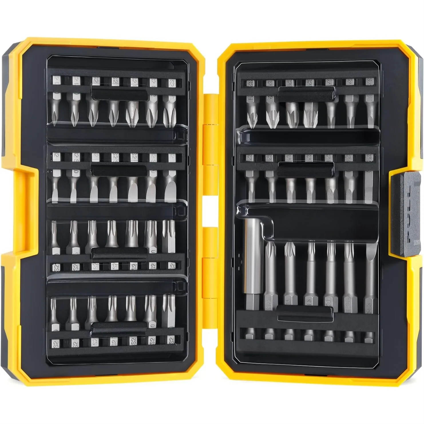 49PCS S2 Steel Screwdriver Bit Set with Magnetic Driver and Tamper Proof Security Torx Bits, 1/4" Hex Extension, Non-Slip Case
49PCS S2 Steel Screwdriver Bit Set with Magnetic Driver and Tamper Proof Security Torx Bits, 1/4" Hex Extension, Non-Slip Case