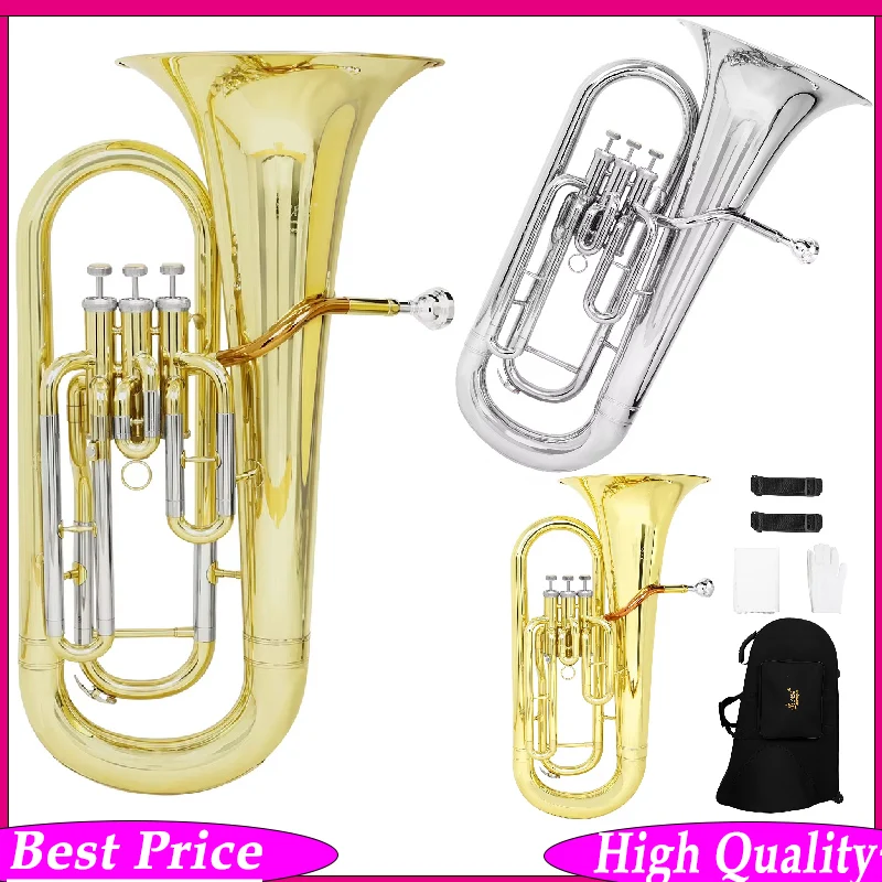 SLADE Bb/B Flat Euphonium 3-Key Brass Baritone Horn Lacquered Gold Professional Instrument with Case And Cleaning Cloth
SLADE Bb/B Flat Euphonium 3-Key Brass Baritone Horn Lacquered Gold Professional Instrument with Case And Cleaning Cloth
