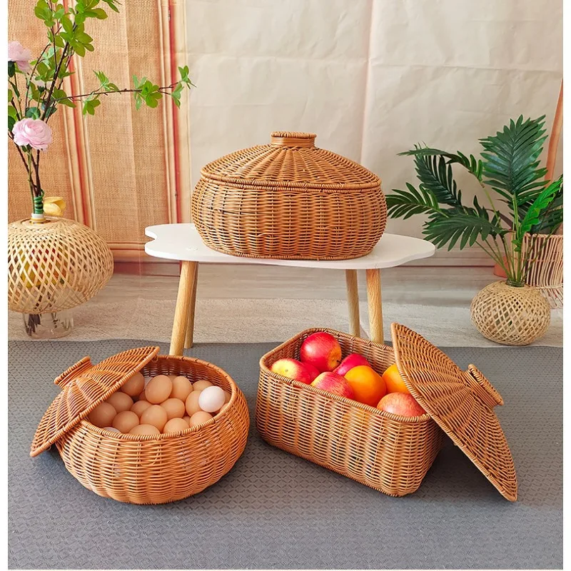 Modern Minimalist Covered Storage Basket Creative Living Room Kitchen Bedroom Desktop Snacks Egg and Rattan Woven Storage Basket
Modern Minimalist Covered Storage Basket Creative Living Room Kitchen Bedroom Desktop Snacks Egg and Rattan Woven Storage Basket