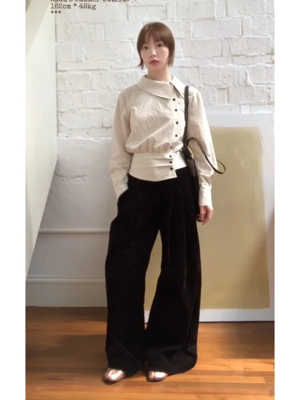 Уникальная полосатая модная блузка с оригинальным воротником, трендовая женская новинка, очень привлекательный универсальный топ в корейском стиле
Уникальная полосатая модная блузка с оригинальным воротником, трендовая женская новинка, очень привлекательный универсальный топ в корейском стиле