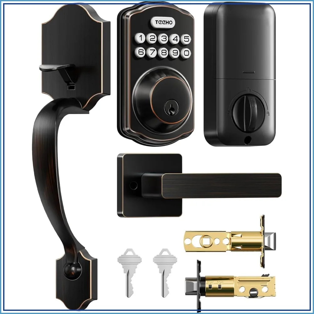 Keyless Entry Door Lock with Handle, Electronic Deadbolt Keypad Lock, Auto-Lock, Easy Install, Oil-Rubbed Bronze
Keyless Entry Door Lock with Handle, Electronic Deadbolt Keypad Lock, Auto-Lock, Easy Install, Oil-Rubbed Bronze