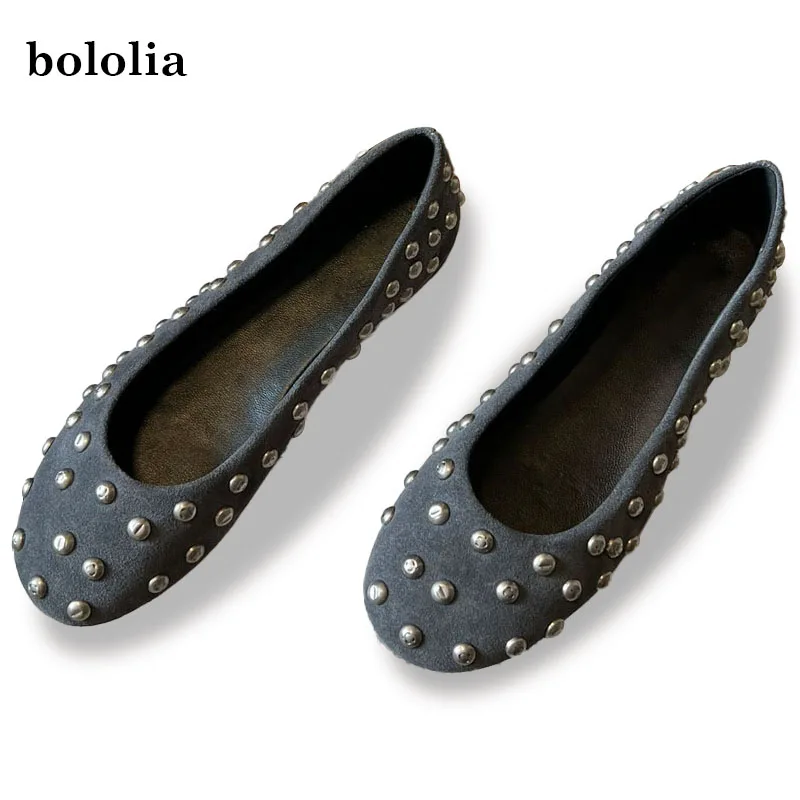 High Quality Rivet Round Toe Ballet Shoes Genuine Leather Flat Heels Comfortable Slip-On Flat Shoes Woman Casual Loafers Woman
High Quality Rivet Round Toe Ballet Shoes Genuine Leather Flat Heels Comfortable Slip-On Flat Shoes Woman Casual Loafers Woman