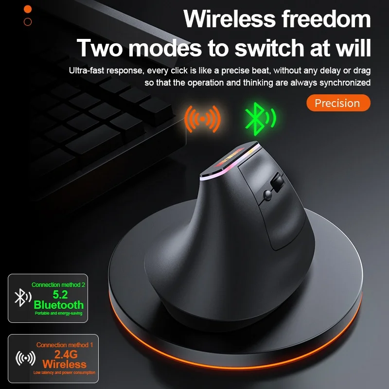 Silent Vertical Ergonomic Wireless Mouse Bluetooth 2.4g Dual Mode Low Latency Rechargeable For Office Desktop Laptop Pc Gaming W
Silent Vertical Ergonomic Wireless Mouse Bluetooth 2.4g Dual Mode Low Latency Rechargeable For Office Desktop Laptop Pc Gaming W