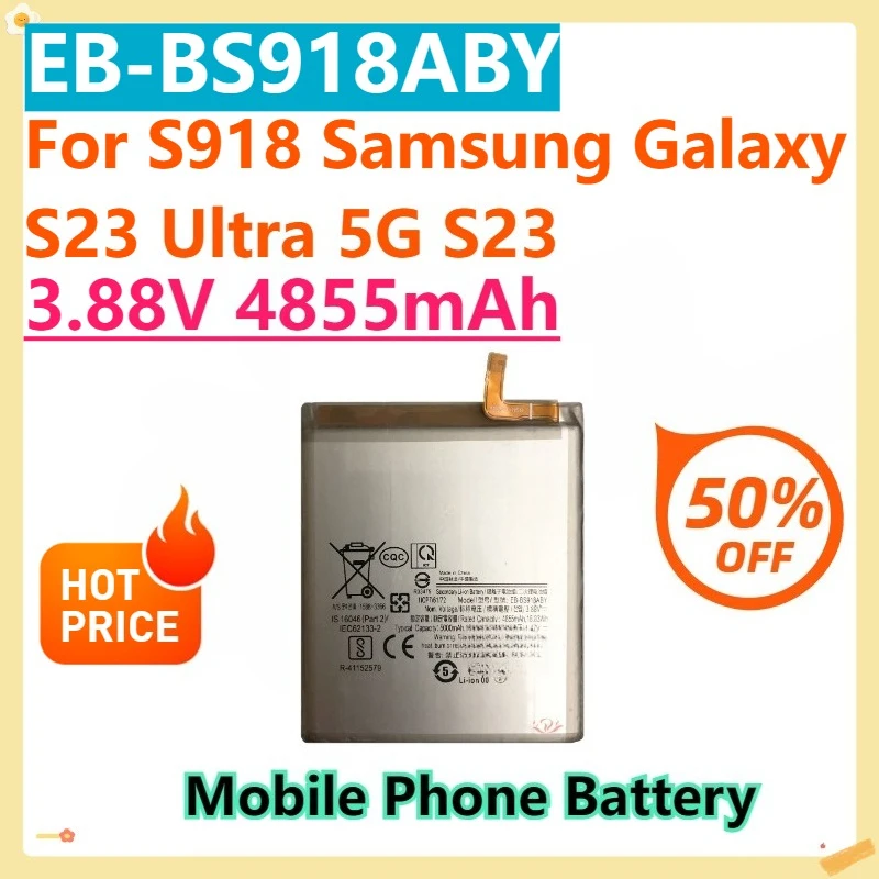 For S918 Samsung Galaxy S23 Ultra 5G S23 High Quality Phone Battery EB-BS918ABY 4855mAh/5000mAh Replacement Batteries
For S918 Samsung Galaxy S23 Ultra 5G S23 High Quality Phone Battery EB-BS918ABY 4855mAh/5000mAh Replacement Batteries