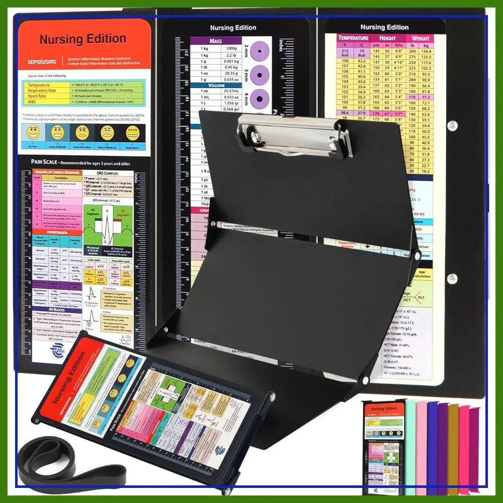 Nursing Clipboard Foldable with Medical Cheat Sheets, 3 Layers Aluminum, Notepad for Students, Nursing School Essentials (Black)
Nursing Clipboard Foldable with Medical Cheat Sheets, 3 Layers Aluminum, Notepad for Students, Nursing School Essentials (Black)