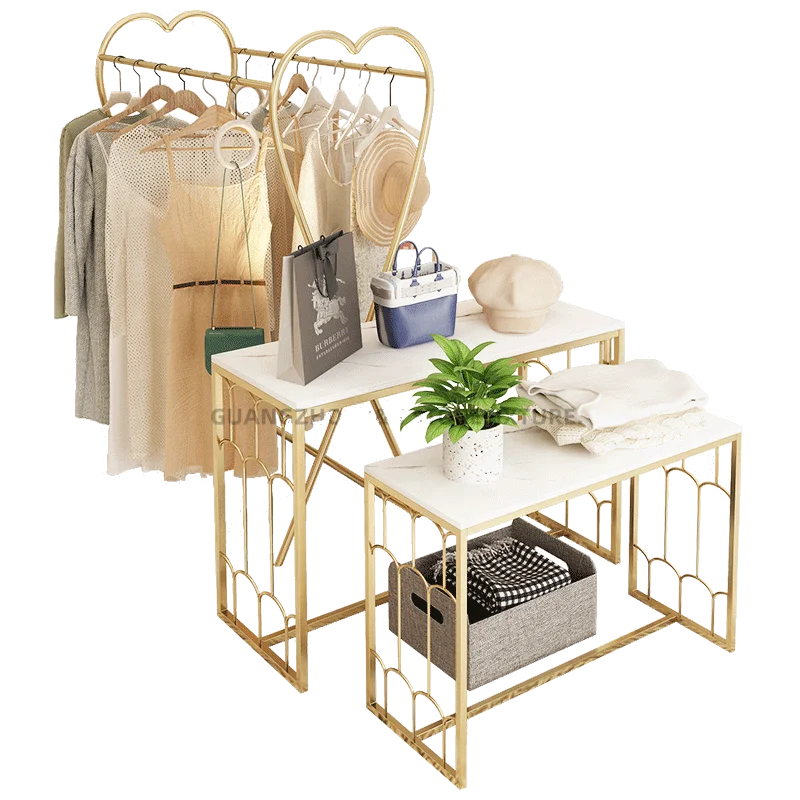Retail Shop Accessories Pretty Garment Racks and Clothes Display Stand Luxury Gold Display Shelf Store Racks for Clothing
Retail Shop Accessories Pretty Garment Racks and Clothes Display Stand Luxury Gold Display Shelf Store Racks for Clothing