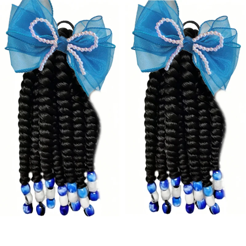 2pcs Kids Braided Pony Hair Bows with Beads,Pretzel Twist Hair Ties for Girls Princess Party, No Braid Quick Hairstyle for Black
2pcs Kids Braided Pony Hair Bows with Beads,Pretzel Twist Hair Ties for Girls Princess Party, No Braid Quick Hairstyle for Black