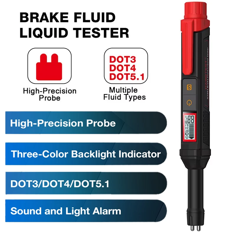 Brake Fluid Liquid Tester Car Motorcycle Brake Oil Moisture Tester Vehicle Auto Automotive Testing Tool for DOT3/DOT4/DOT5.1
Brake Fluid Liquid Tester Car Motorcycle Brake Oil Moisture Tester Vehicle Auto Automotive Testing Tool for DOT3/DOT4/DOT5.1