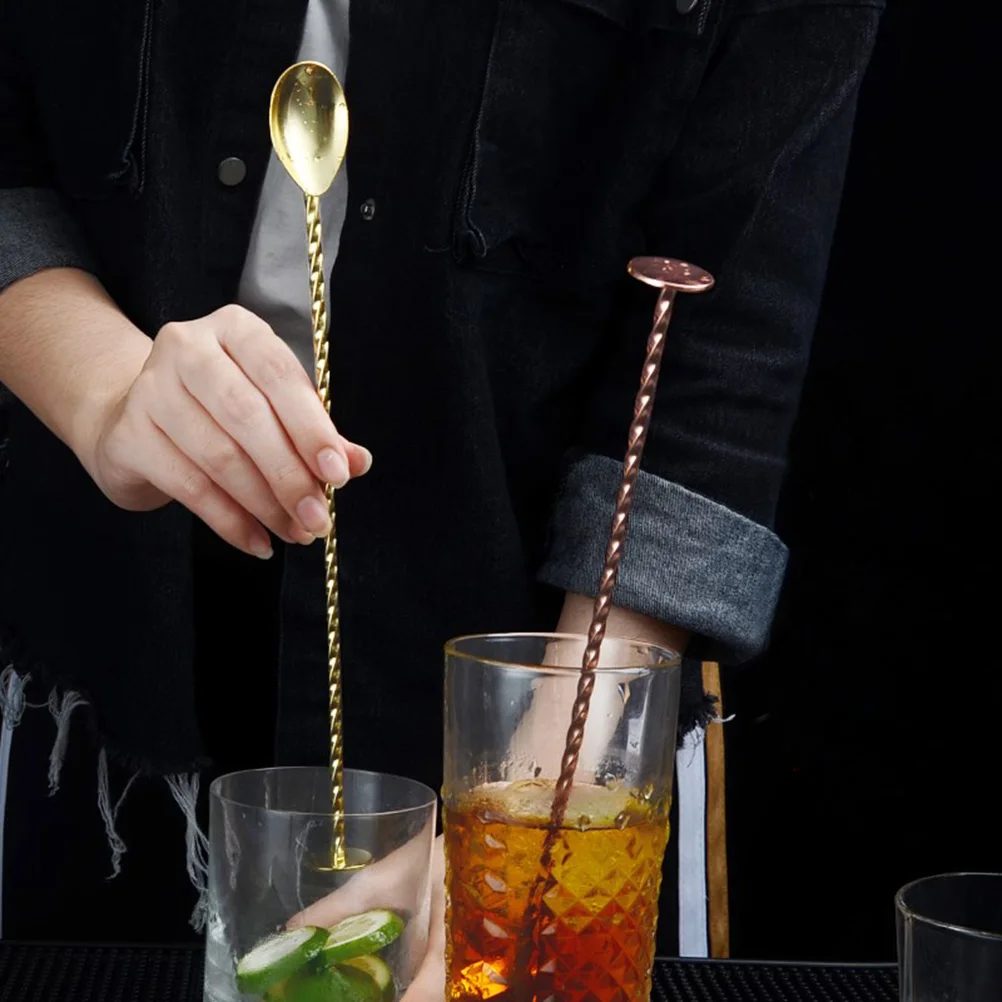 2pcs Stainless Steel Long Handle Mixing Spoons Flat Top Twisted Bar Cocktail Stirring Spoon For Drinks Ice Coffee Rose
2pcs Stainless Steel Long Handle Mixing Spoons Flat Top Twisted Bar Cocktail Stirring Spoon For Drinks Ice Coffee Rose
