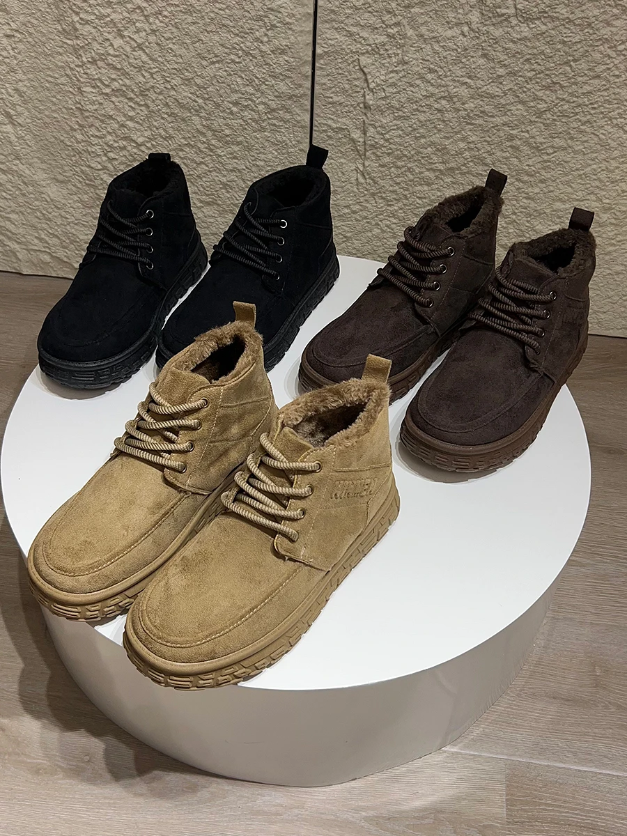 Thickened Fleece Outdoor Men's Boots Winter Anti-slip Warm Casual Shoes Middle Top Boots round Head Short Tube Boots
Thickened Fleece Outdoor Men's Boots Winter Anti-slip Warm Casual Shoes Middle Top Boots round Head Short Tube Boots