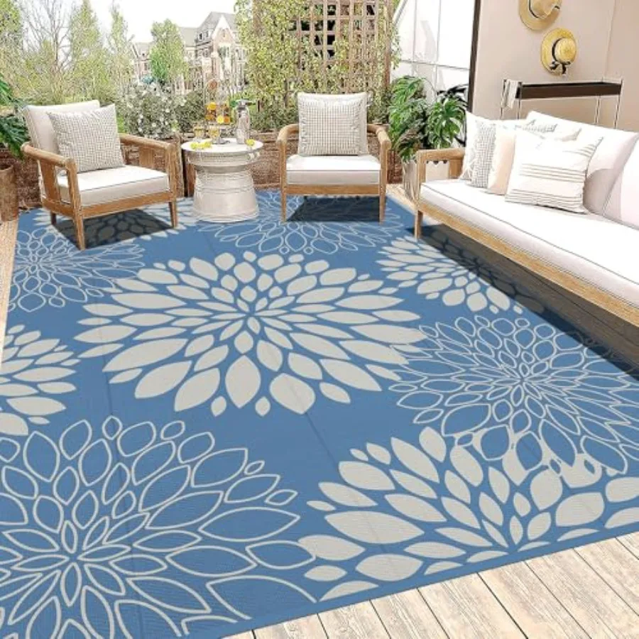 Waterproof Outdoor Rug 8x10 for Deck Porch Balcony Backyard Picnic, Reversible Plastic Straw Patio Rug in Floral Dusty Blue, Po
Waterproof Outdoor Rug 8x10 for Deck Porch Balcony Backyard Picnic, Reversible Plastic Straw Patio Rug in Floral Dusty Blue, Po
