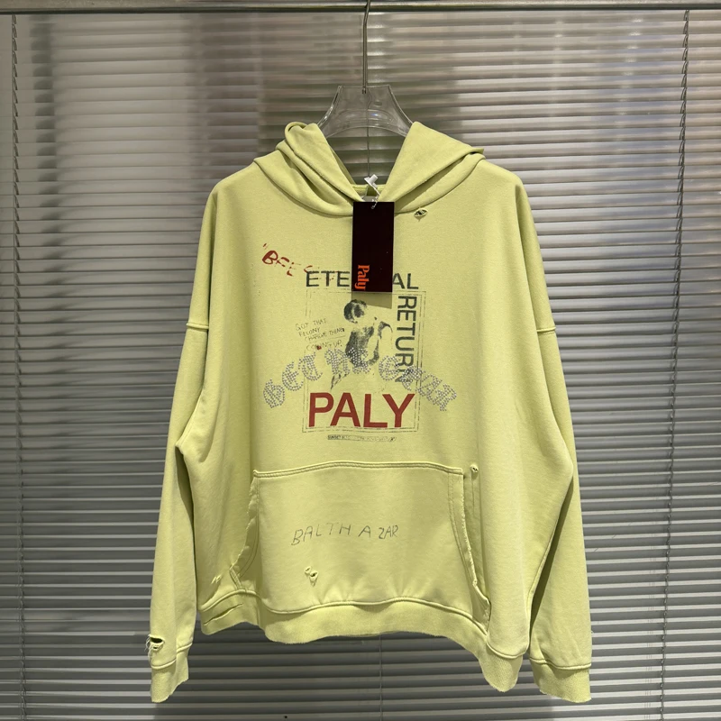 Желтый палли, вышивка бриллиантами и буквами, этикетка, толстовка на молнии, одежда с портретным принтом, мужская и женская повседневная свободная дыра, поврежденные пуловеры
Желтый палли, вышивка бриллиантами и буквами, этикетка, толстовка на молнии, одежда с портретным принтом, мужская и женская повседневная свободная дыра, поврежденные пуловеры