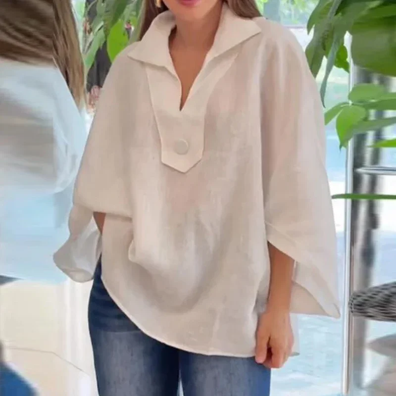Women Casual Long Sleeve Solid Color Pullover Tops Summer Elegant Commuter Shirt Sping Fashion Lapel Collar Cotton Linen BlouseL
Women Casual Long Sleeve Solid Color Pullover Tops Summer Elegant Commuter Shirt Sping Fashion Lapel Collar Cotton Linen BlouseL