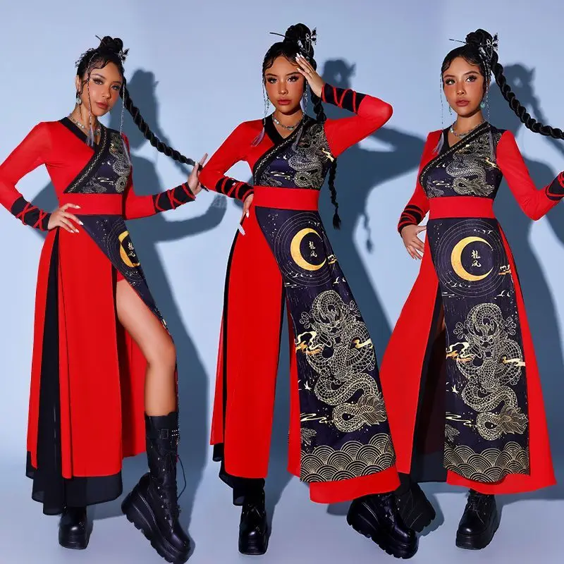 Women's Troupe Performance Costume China-Chic Jazz Dance Costume Women's Set Adult Chinese Style Performance Costume Red Annual
Women's Troupe Performance Costume China-Chic Jazz Dance Costume Women's Set Adult Chinese Style Performance Costume Red Annual