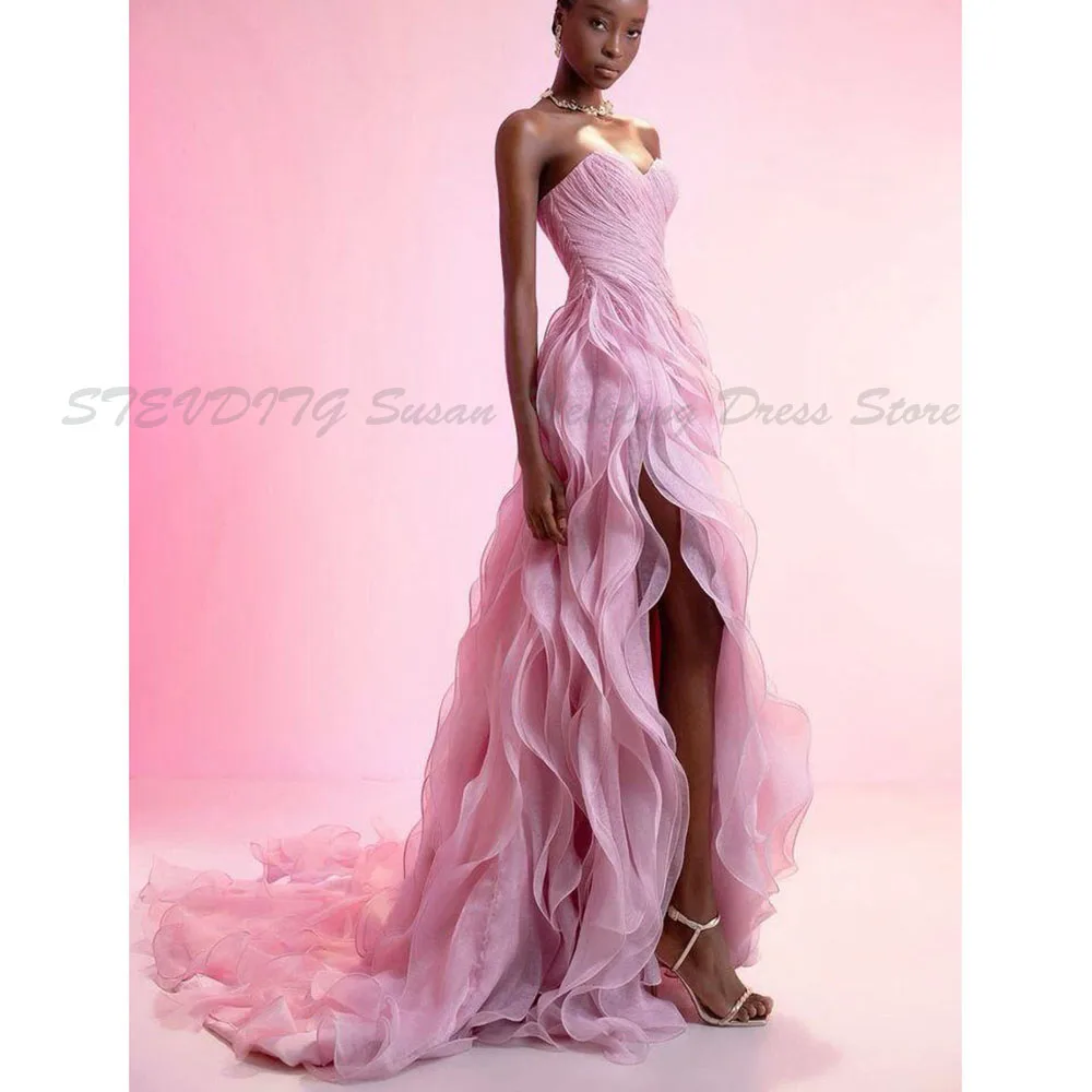 Simple Strapless Sleeveless Prom Dresses A Line Floor Length Long Tails High Quality Sweep Train Banquet Celebrity Female Gowns
Simple Strapless Sleeveless Prom Dresses A Line Floor Length Long Tails High Quality Sweep Train Banquet Celebrity Female Gowns