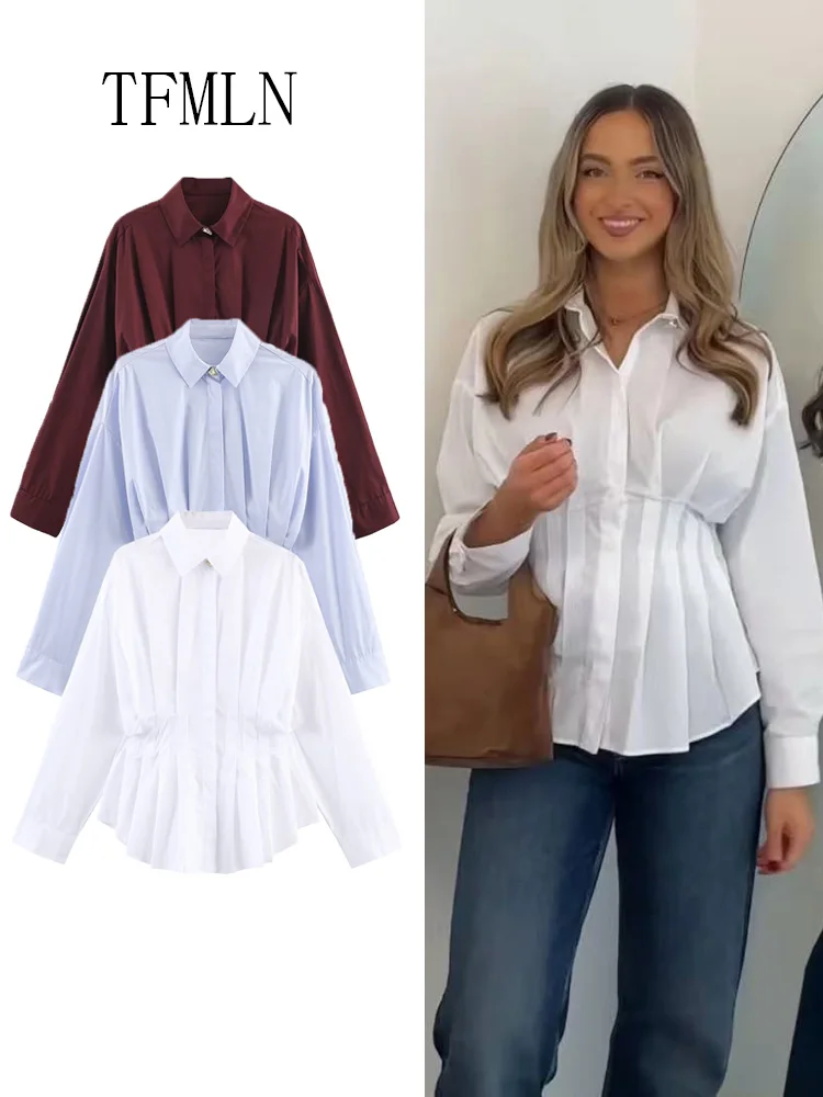Office Ladies Solid Pleated Blouses 2026 Spring Summer Lapel Long Sleeve Folds Causal Shirts Simple Slim Single Breasted Tops
Office Ladies Solid Pleated Blouses 2026 Spring Summer Lapel Long Sleeve Folds Causal Shirts Simple Slim Single Breasted Tops