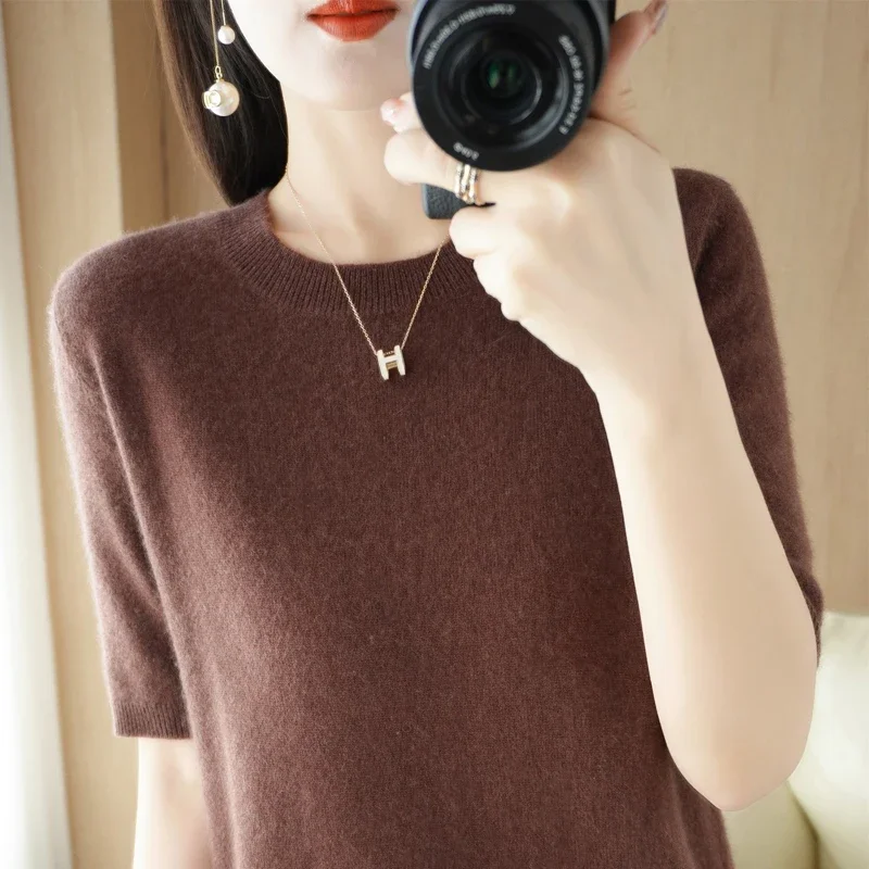 Women's Sweater Short Sleeves O-neck Bottoming Shirts Solid Spring Summer Korean Fashion Sweater Knit Top Casual Basic Pullovers
Women's Sweater Short Sleeves O-neck Bottoming Shirts Solid Spring Summer Korean Fashion Sweater Knit Top Casual Basic Pullovers