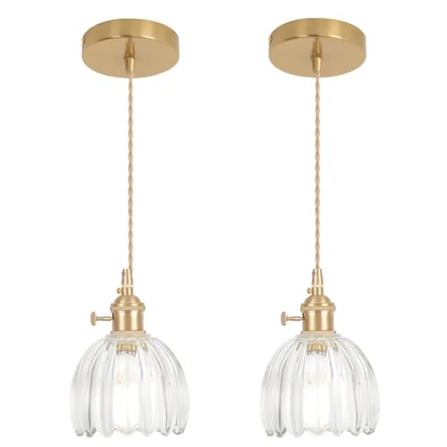 Pendant Light 2 Pack with Clear Tulip Glass Lmapshade Brass Vintage Pendant Light Adjustable Hanging Light for Kitchen Island D
Pendant Light 2 Pack with Clear Tulip Glass Lmapshade Brass Vintage Pendant Light Adjustable Hanging Light for Kitchen Island D