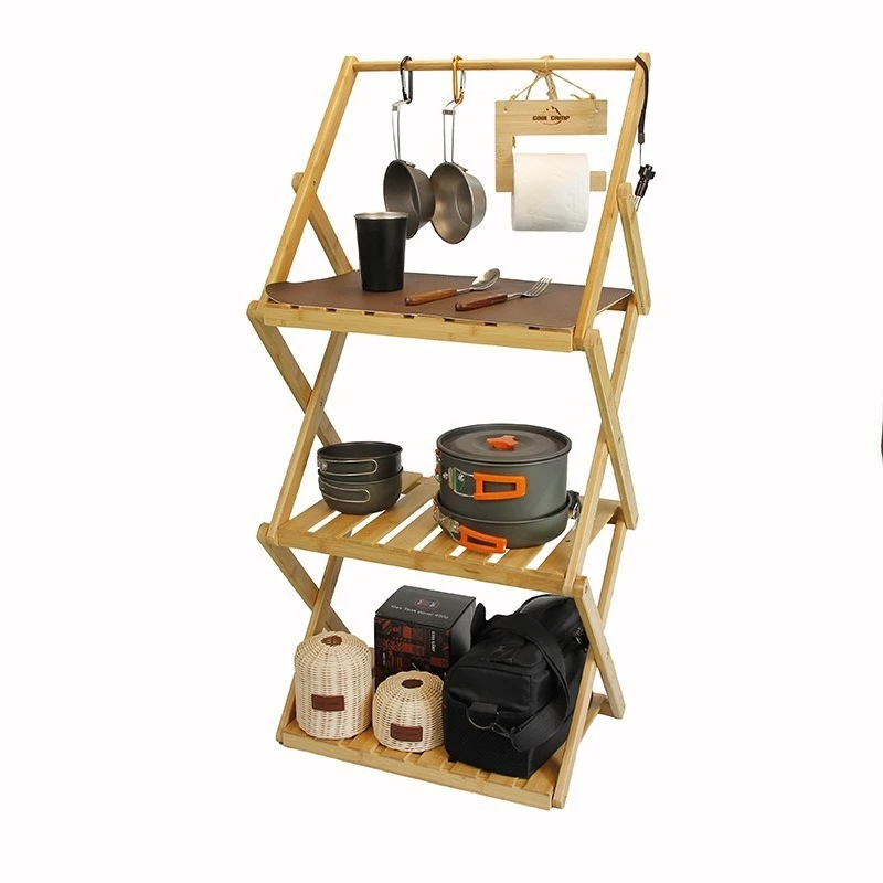 Foldable Bamboo Camping Shelf Portable Outdoor Storage Rack
Foldable Bamboo Camping Shelf Portable Outdoor Storage Rack