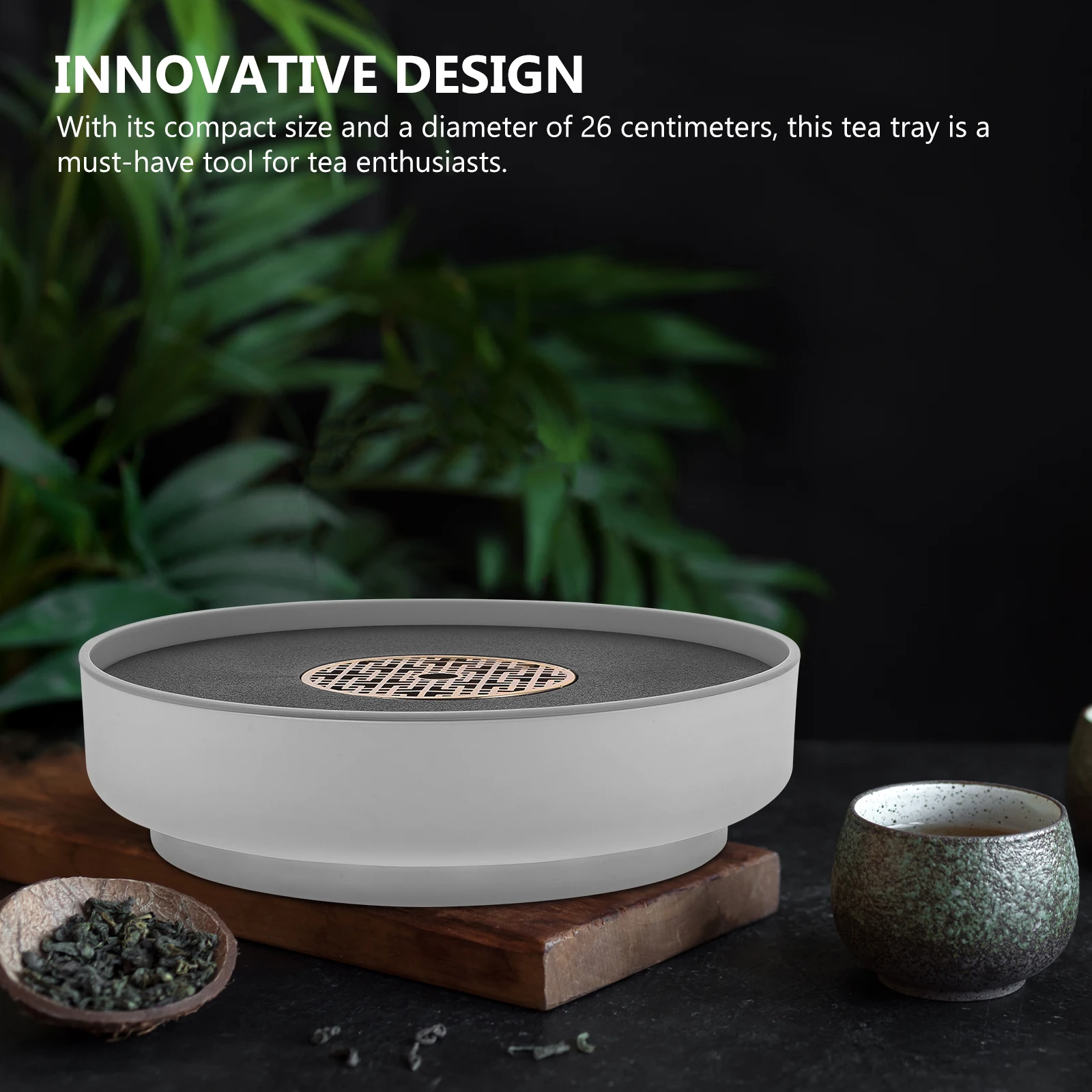 Креативный вращающийся поднос для чая, 26 см, двухслойный пластиковый сервировочный поднос, съемный органайзер для чашек, полый дизайн для домашнего офиса
Креативный вращающийся поднос для чая, 26 см, двухслойный пластиковый сервировочный поднос, съемный органайзер для чашек, полый дизайн для домашнего офиса