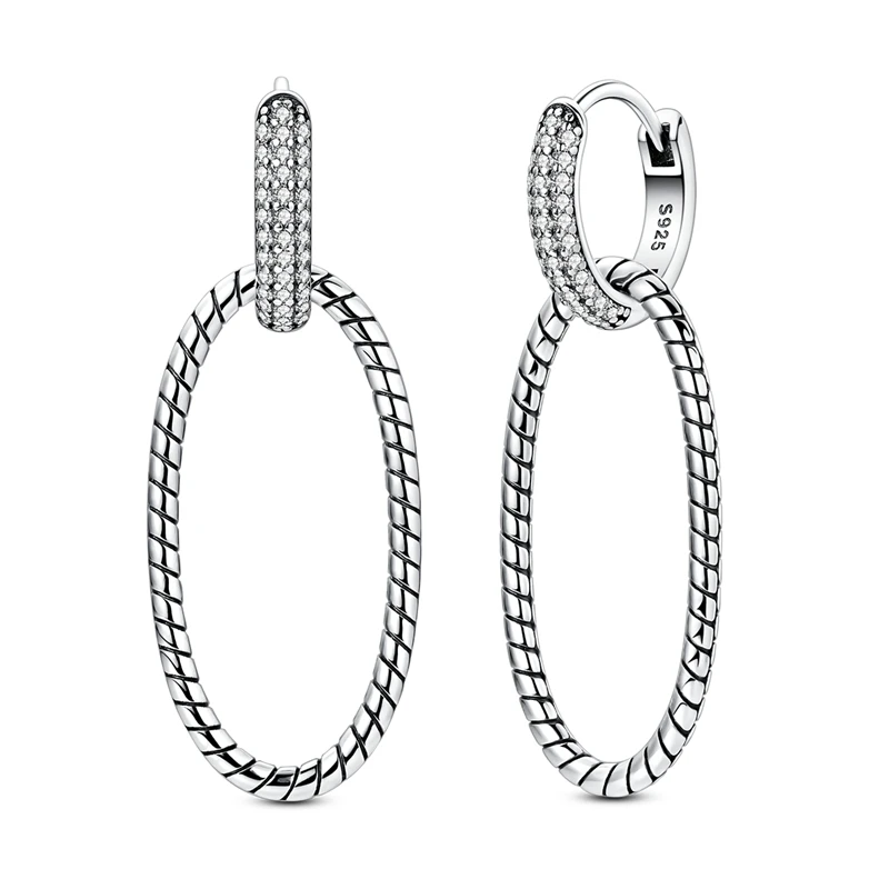 925 Sterling Silver Elliptical Double Ring Inlaid Snake Pattern Zircon Hoop Earrings For Women Fine Birthday Jewelry Gifts
925 Sterling Silver Elliptical Double Ring Inlaid Snake Pattern Zircon Hoop Earrings For Women Fine Birthday Jewelry Gifts
