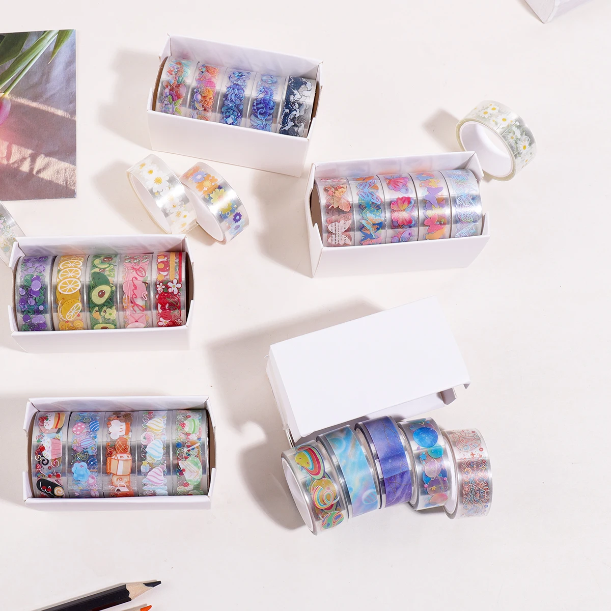 5 Rolls Clear PET Washi Tape Set, 1.5cm×2m Decorative Scrapbook Tape for Card Making Scrapbooking DIY Art Craft Supplies
5 Rolls Clear PET Washi Tape Set, 1.5cm×2m Decorative Scrapbook Tape for Card Making Scrapbooking DIY Art Craft Supplies