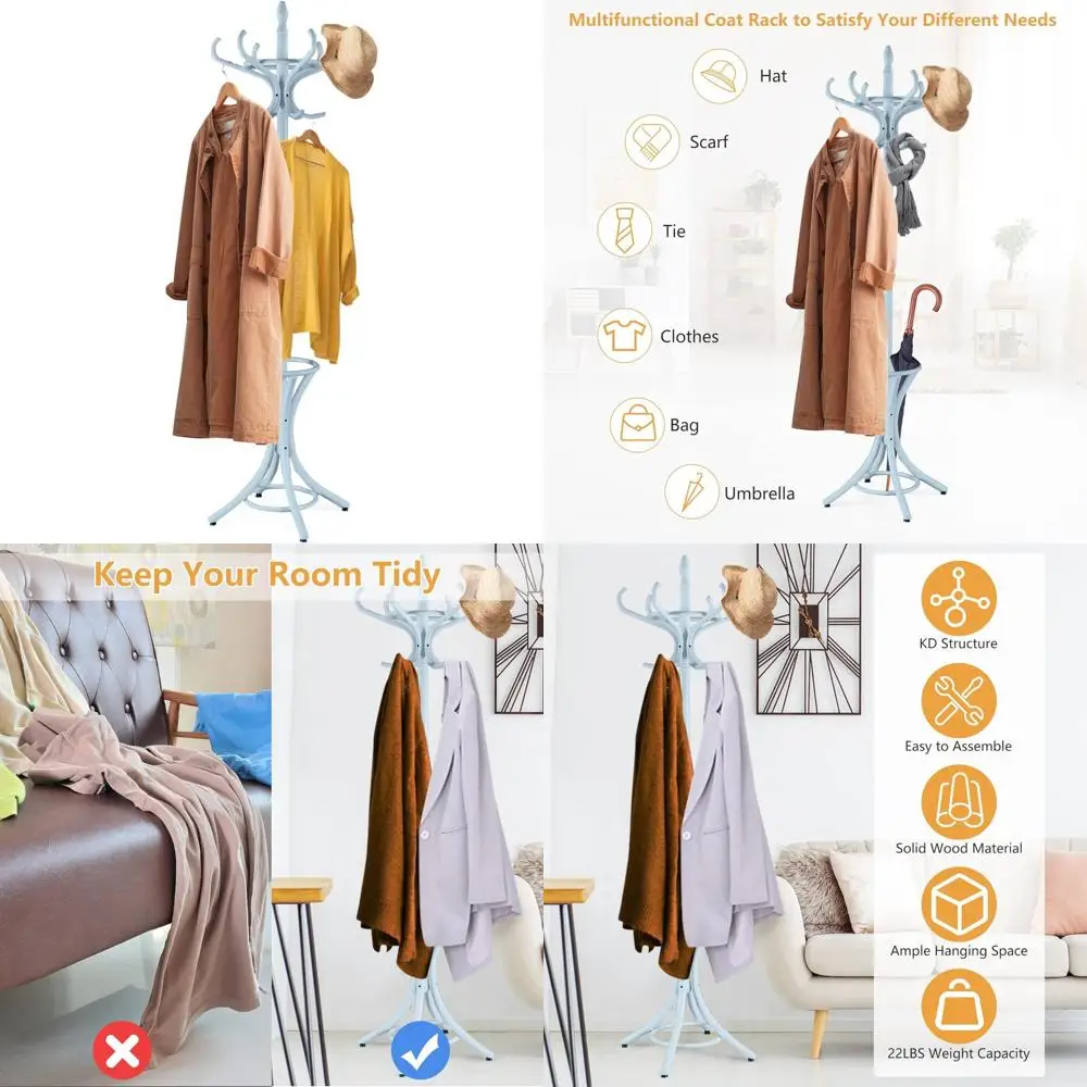 Отдельно стоящая деревянная вешалка для одежды с 12 крючками и подставкой для зонтов - дерево в прихожей, вешалка для шляп, органайзер для дома
Отдельно стоящая деревянная вешалка для одежды с 12 крючками и подставкой для зонтов - дерево в прихожей, вешалка для шляп, органайзер для дома