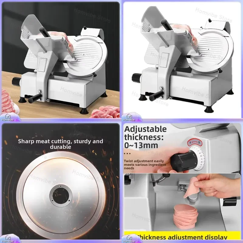 Electric Meat Slicer Stainless Steel Commercial Food Slicer for Beef Pork Deli Ham Cheese Kitchen Restaurant Butcher Shop
Electric Meat Slicer Stainless Steel Commercial Food Slicer for Beef Pork Deli Ham Cheese Kitchen Restaurant Butcher Shop