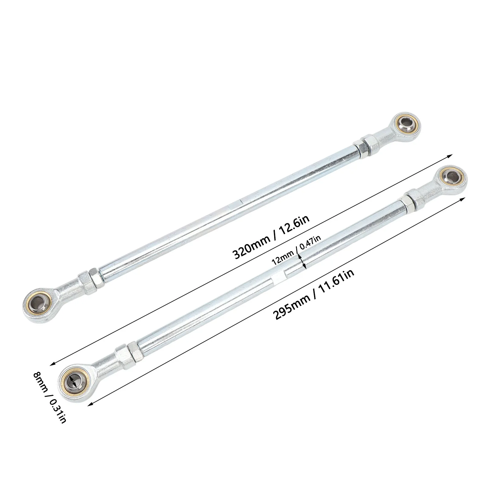 1 Pair 295mm 8mm Steering Tie Rod Kit Steel Alloy High Strength Long Lasting for Go Kart ATV Racing Cart
1 Pair 295mm 8mm Steering Tie Rod Kit Steel Alloy High Strength Long Lasting for Go Kart ATV Racing Cart