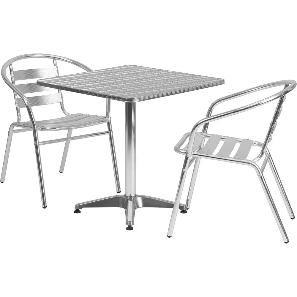 27.5 Inch Square Outdoor Patio Table Set with 2 Slat Back Stools
27.5 Inch Square Outdoor Patio Table Set with 2 Slat Back Stools