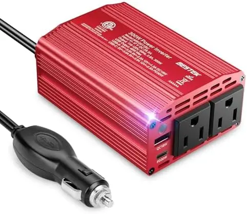 Автомобильный инвертор BESTEK 300W - 12В в 110В переменного тока с USB-C и USB-A, двойной разъем для быстрой зарядки ноутбуков, для путешествий
Автомобильный инвертор BESTEK 300W - 12В в 110В переменного тока с USB-C и USB-A, двойной разъем для быстрой зарядки ноутбуков, для путешествий