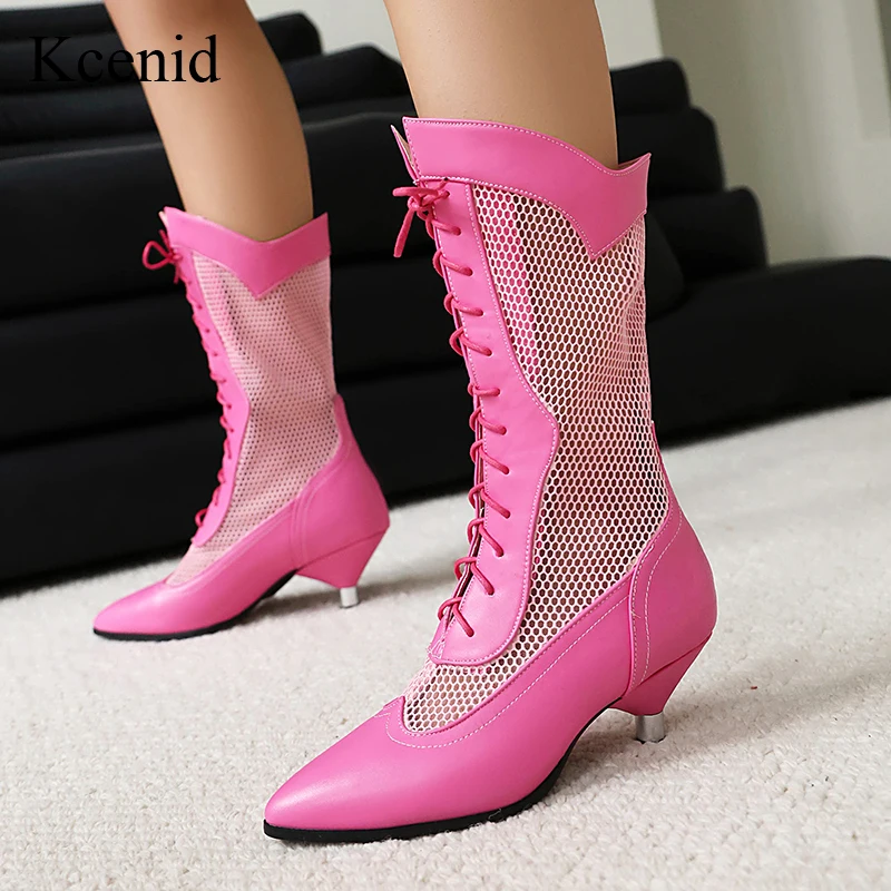 Kcenid New Women's Mid-Calf Mesh Boots Pointed Toe Lace-Up Fashion Kitten Heel Shoes Big Size 42 43 Comfortable Woman Boots
Kcenid New Women's Mid-Calf Mesh Boots Pointed Toe Lace-Up Fashion Kitten Heel Shoes Big Size 42 43 Comfortable Woman Boots